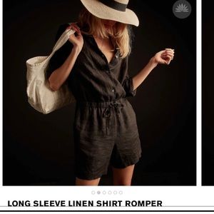 James perse linen romper black size 2